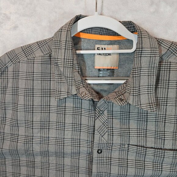 5.11 Tactical Gray Plaid Mens L  Long Sleeve Snap close Shirt business casual - Picture 5 of 13